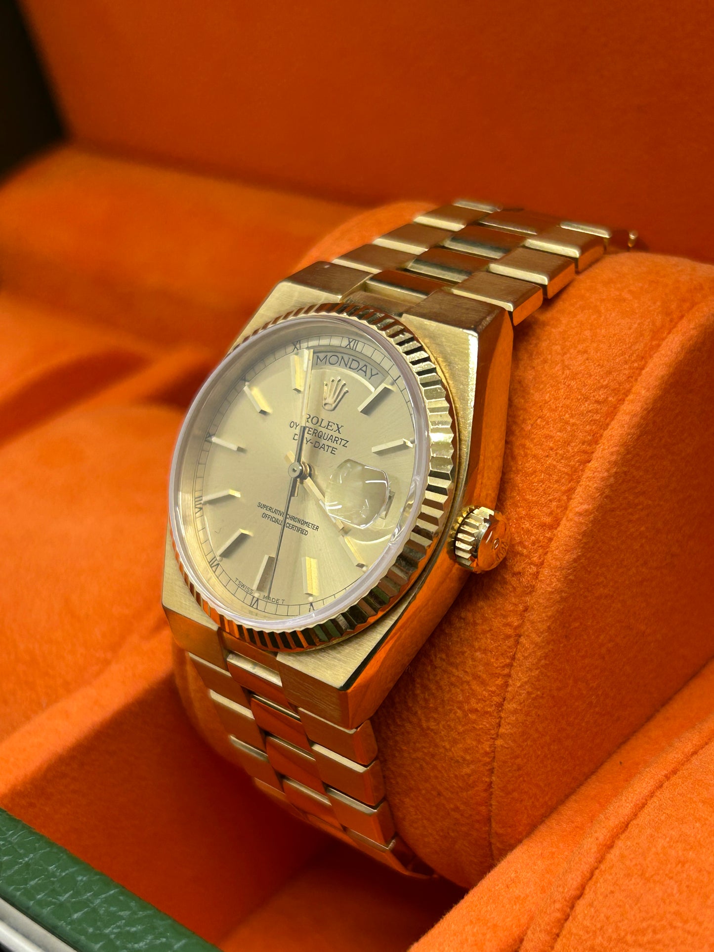 Rolex Day-Date Oysterquartz Gold Dial Ref 19018