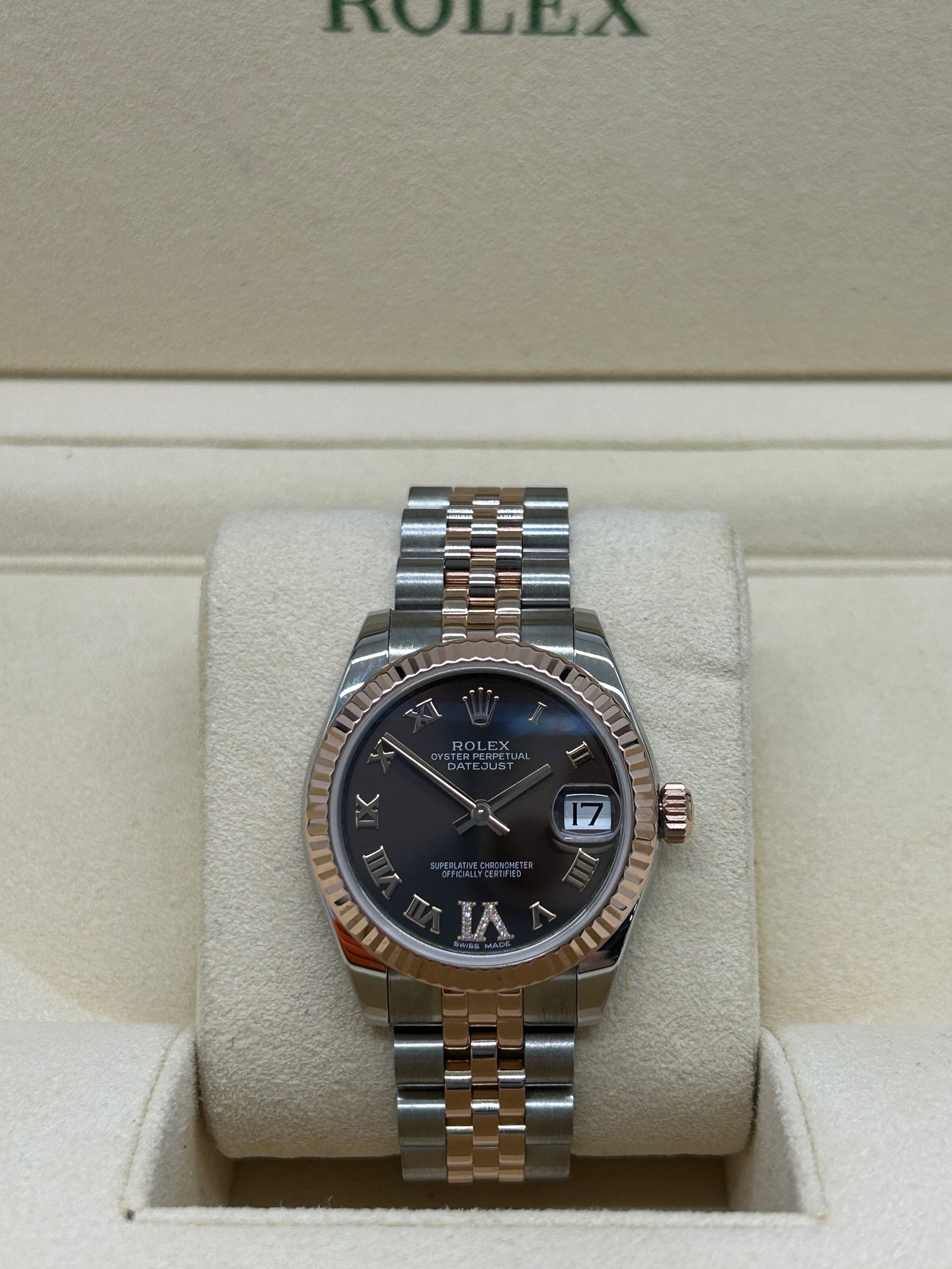 Rolex Datejust 31 - Choco Diamonds Dial - Rose Gold & Steel - Ref 178271 - Year 2018