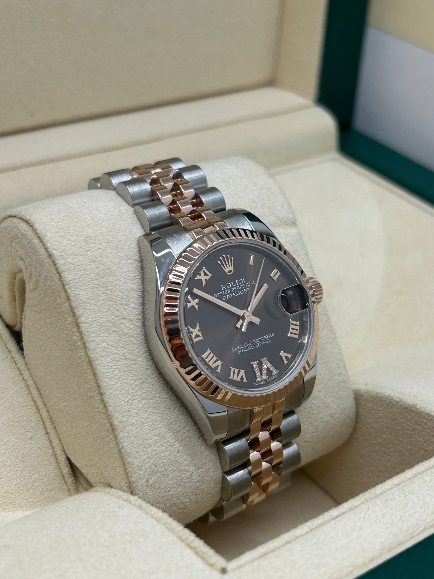 Rolex Datejust 31 - Choco Diamonds Dial - Rose Gold & Steel - Ref 178271 - Year 2018