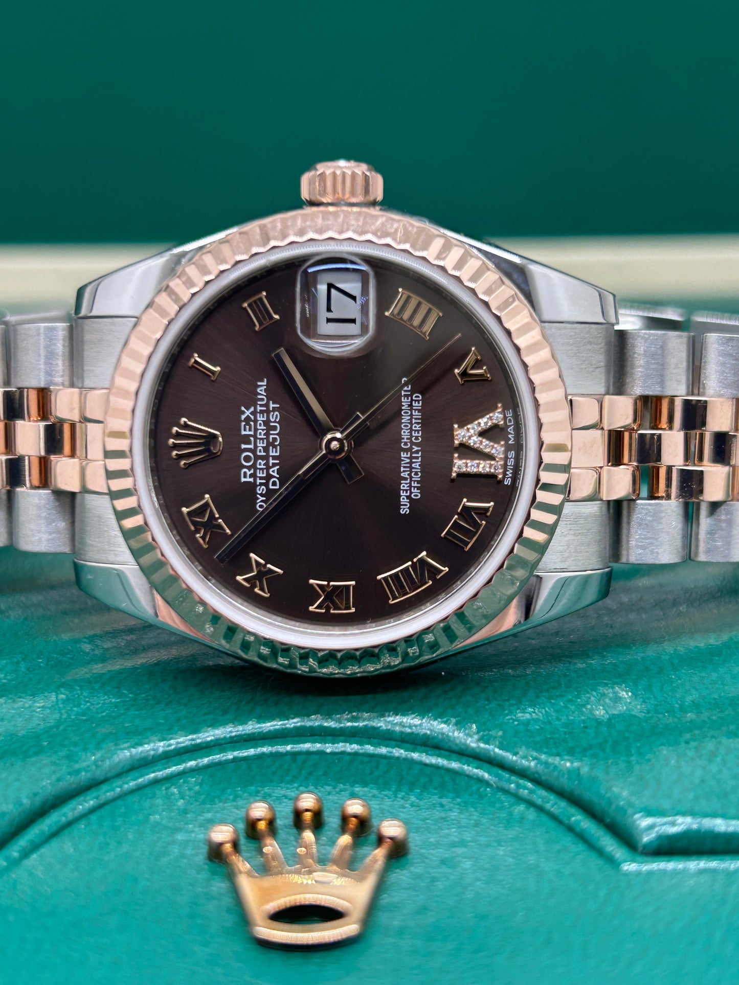 Rolex Datejust 31 - Choco Diamonds Dial - Rose Gold & Steel - Ref 178271 - Year 2018