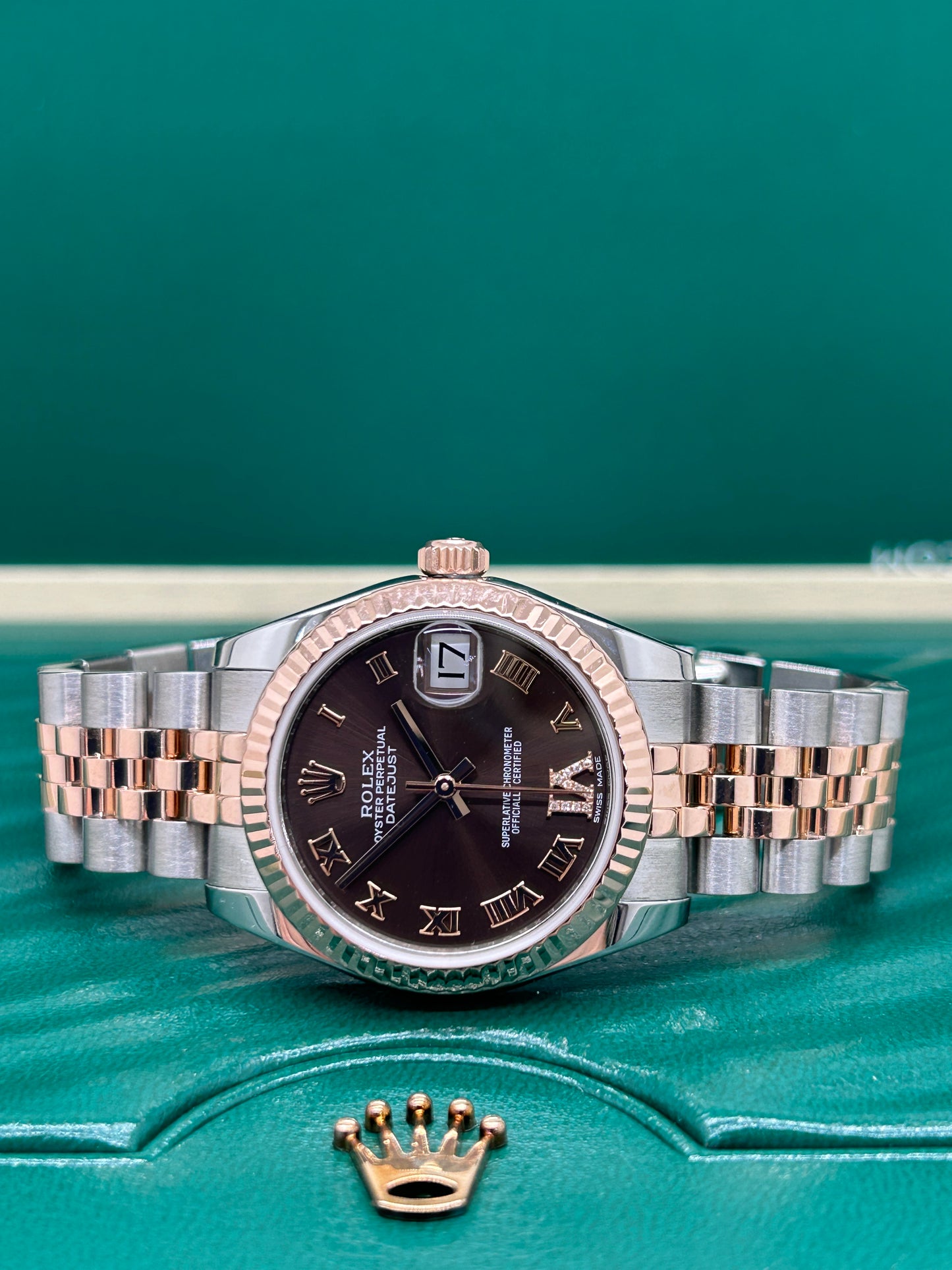 Rolex Datejust 31 - Choco Diamonds Dial - Rose Gold & Steel - Ref 178271 - Year 2018