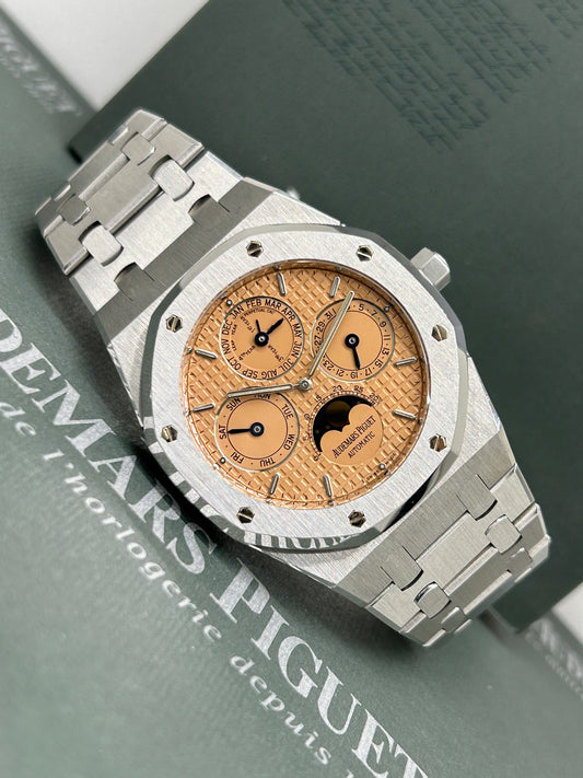 Audemars Piguet Royal Oak Perpetual Calendar 39mm Salmon Dial Ref 25820ST/O/0944ST/01- Full Set 2002+ AP Official Service