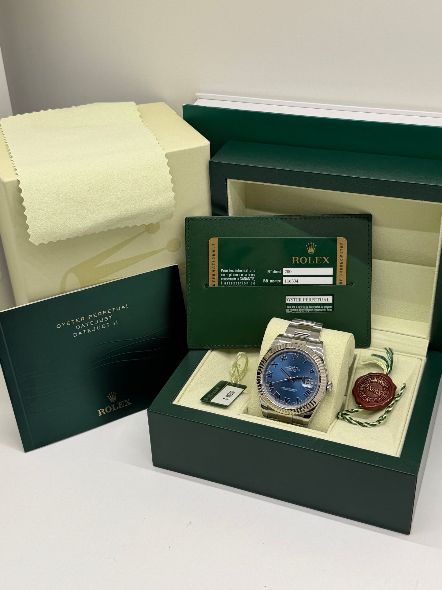 Rolex Datejust II Ref.116334 - Blue Roman Dial - Year 2010