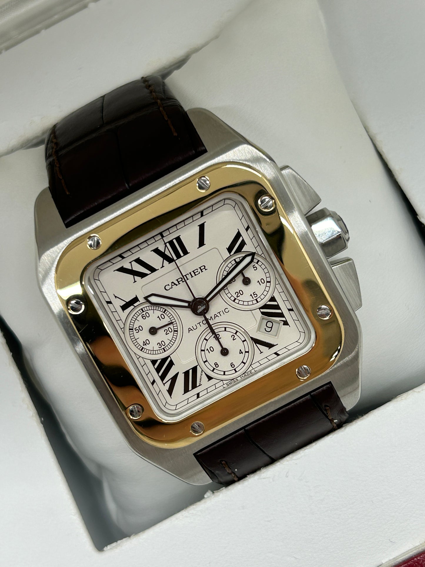 Cartier Santos 100 XL Chronograph - Yellow Gold & Steel - Ref 2740 - Year 2006