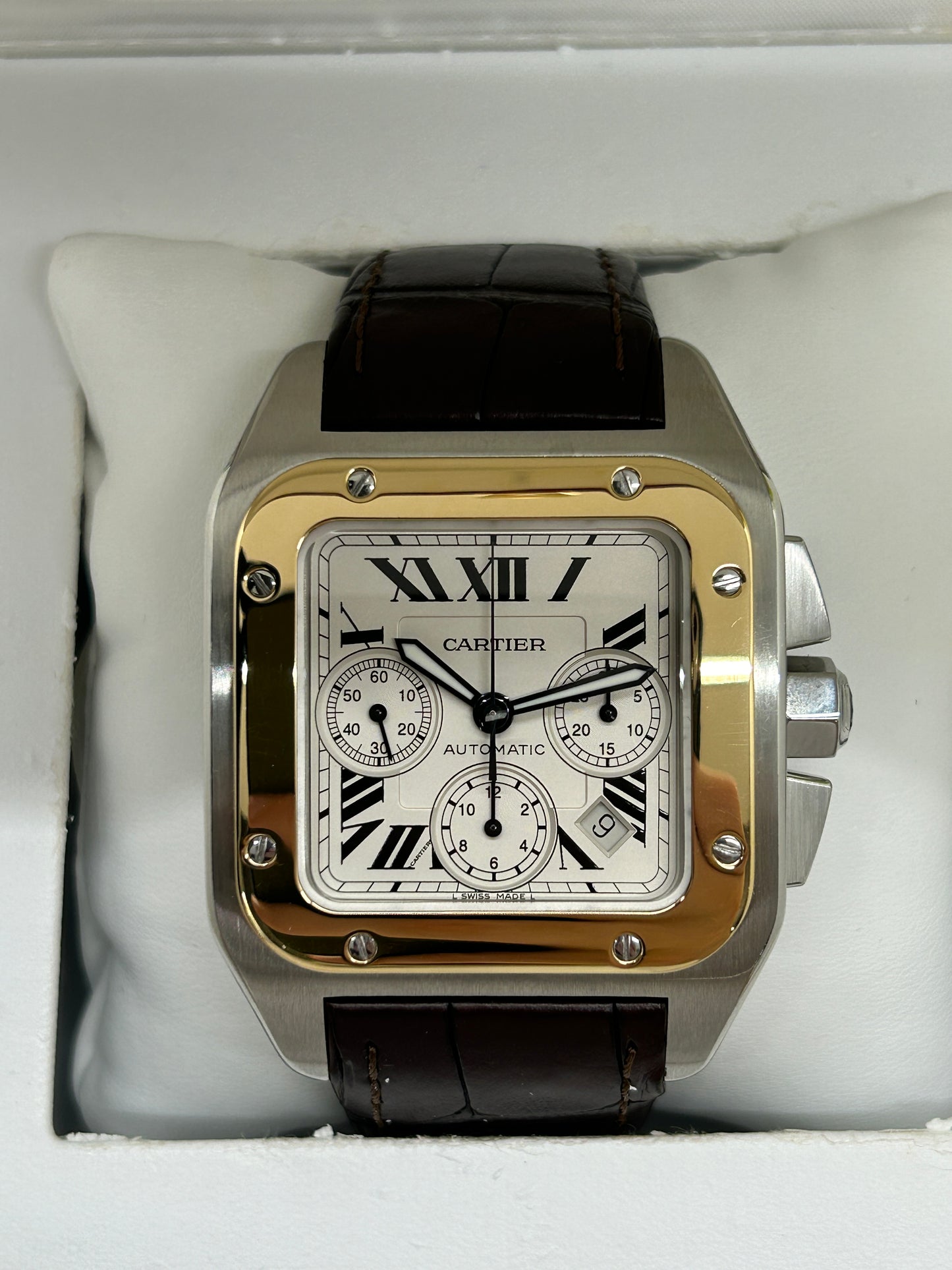 Cartier Santos 100 XL Chronograph - Yellow Gold & Steel - Ref 2740 - Year 2006