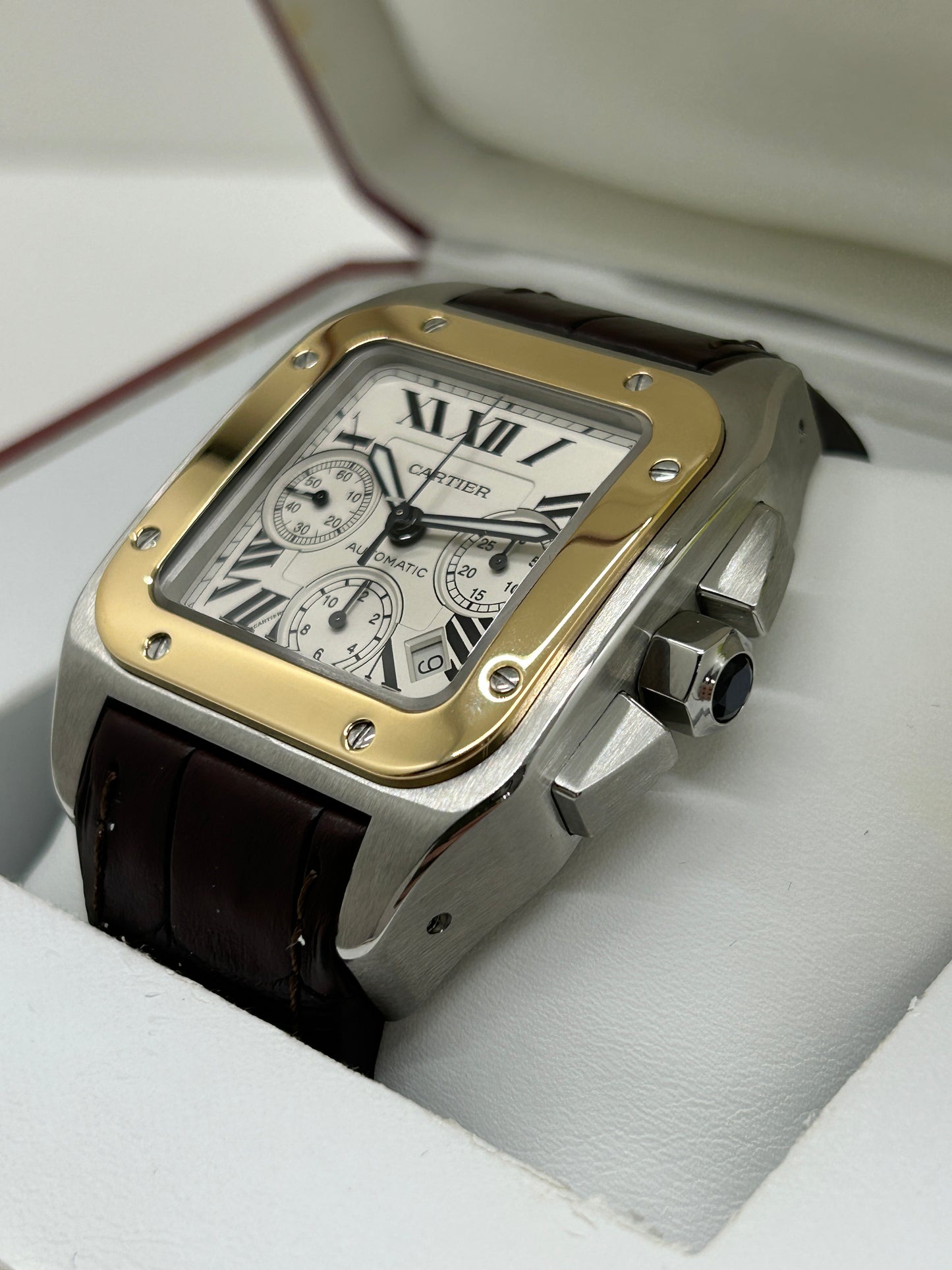 Cartier Santos 100 XL Chronograph - Yellow Gold & Steel - Ref 2740 - Year 2006