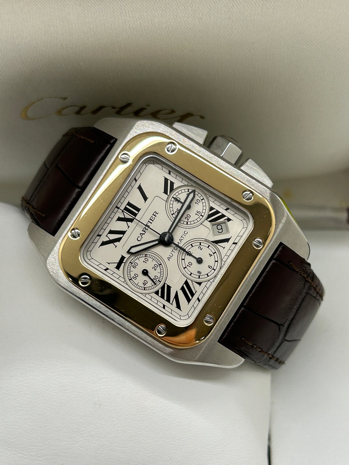 Cartier Santos 100 XL Chronograph - Yellow Gold & Steel - Ref 2740 - Year 2006