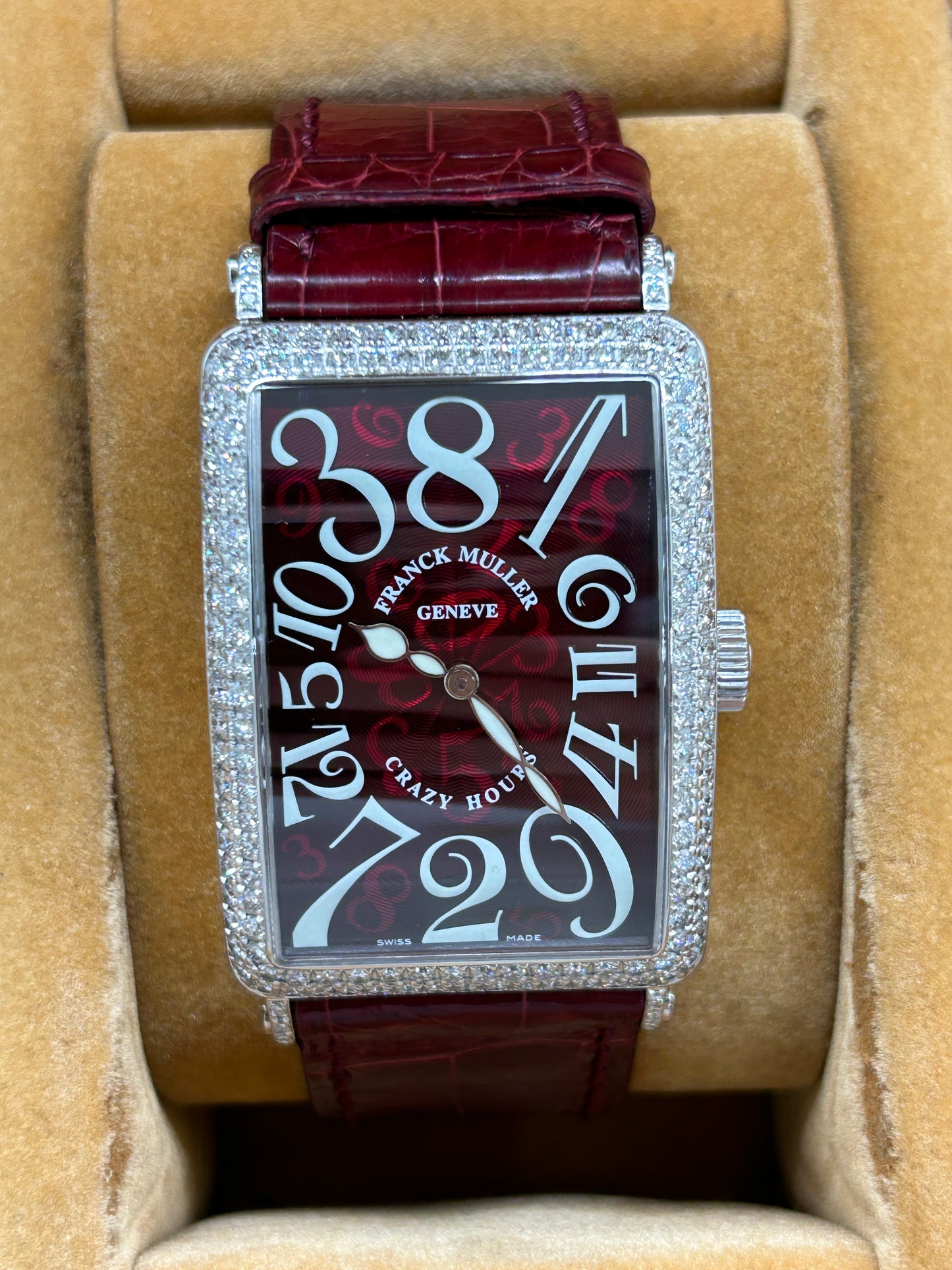 Franck Muller Long Island Crazy Hours - 18Kt White Gold & Diamonds - Ref 1200CH D