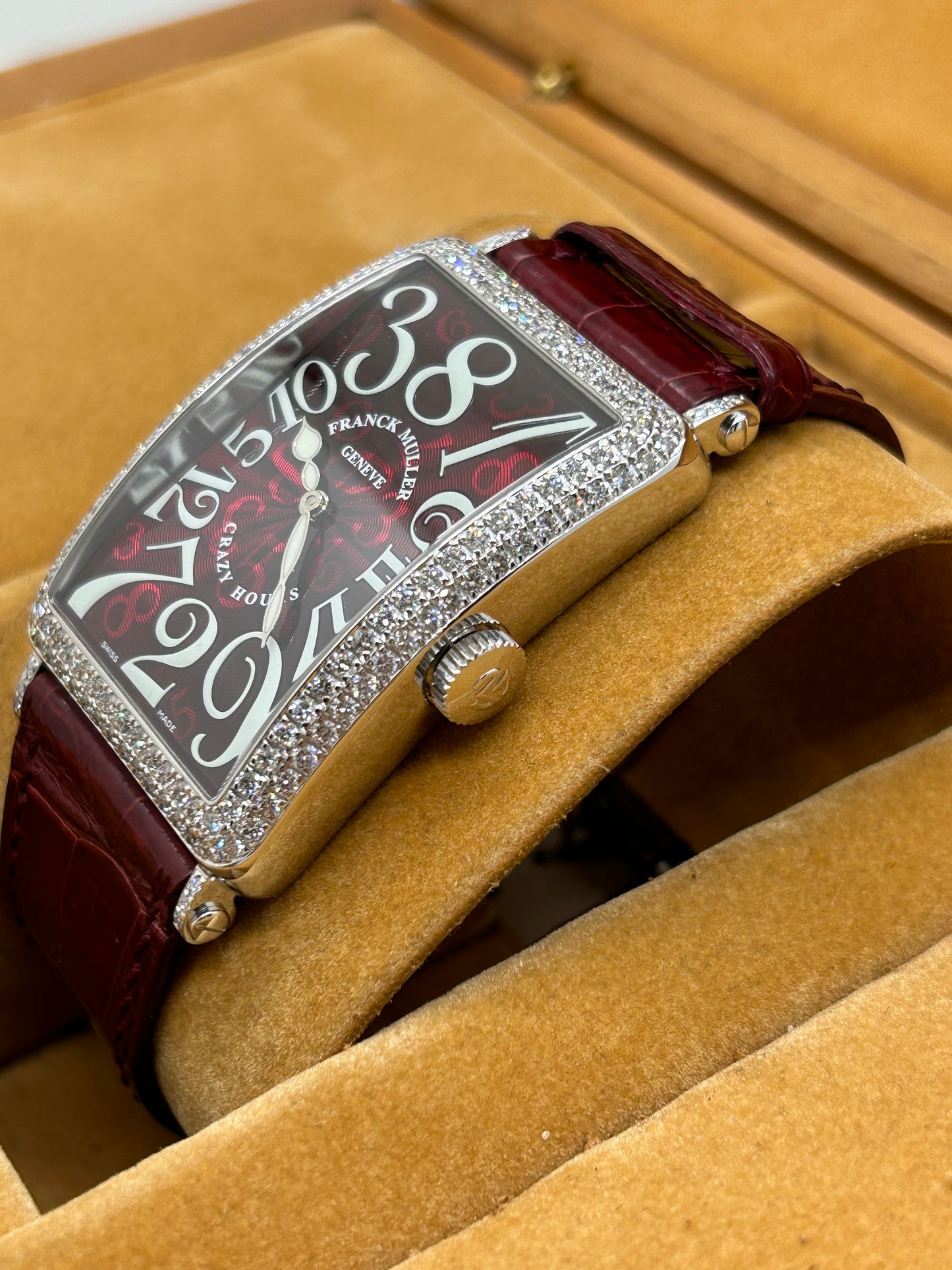 Franck Muller Long Island Crazy Hours - 18Kt White Gold & Diamonds - Ref 1200CH D