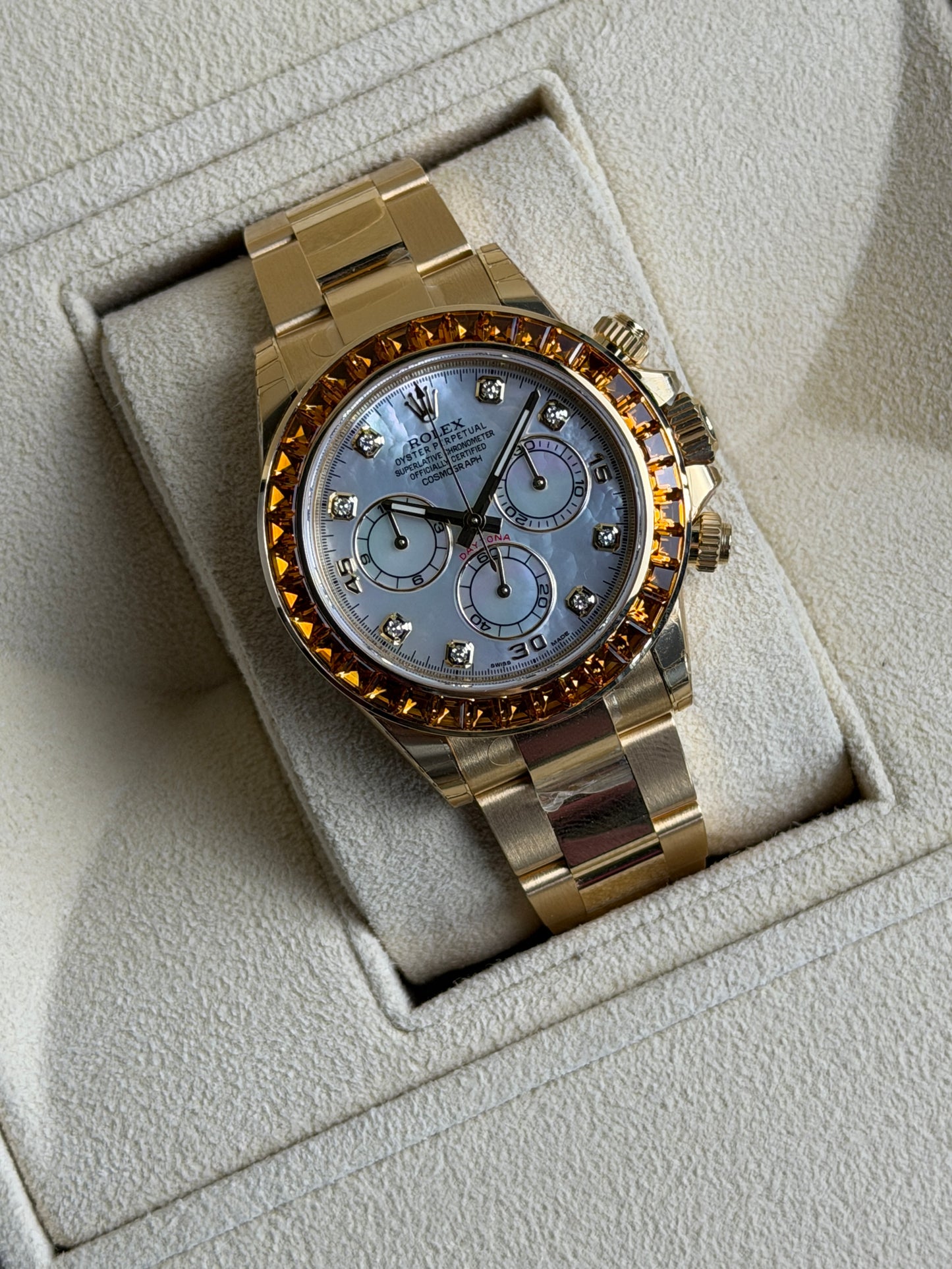 Rolex Daytona Orange Sapphire - SACO - NOS - Full Stickers Year 2019 Ref 116578SACO - Official Service