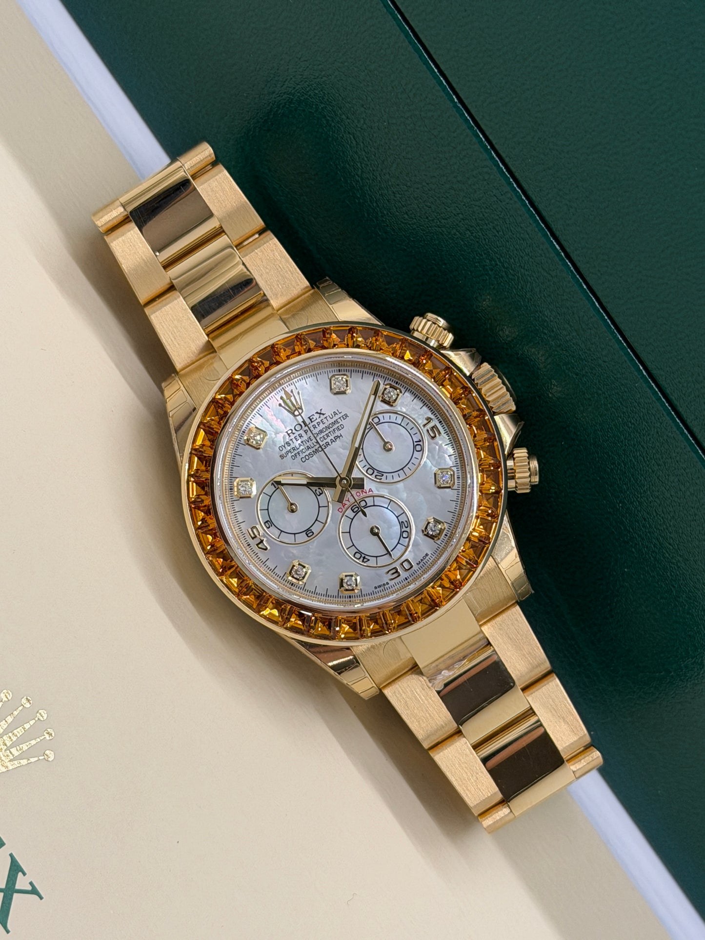 Rolex Daytona Orange Sapphire - SACO - NOS - Full Stickers Year 2019 Ref 116578SACO - Official Service