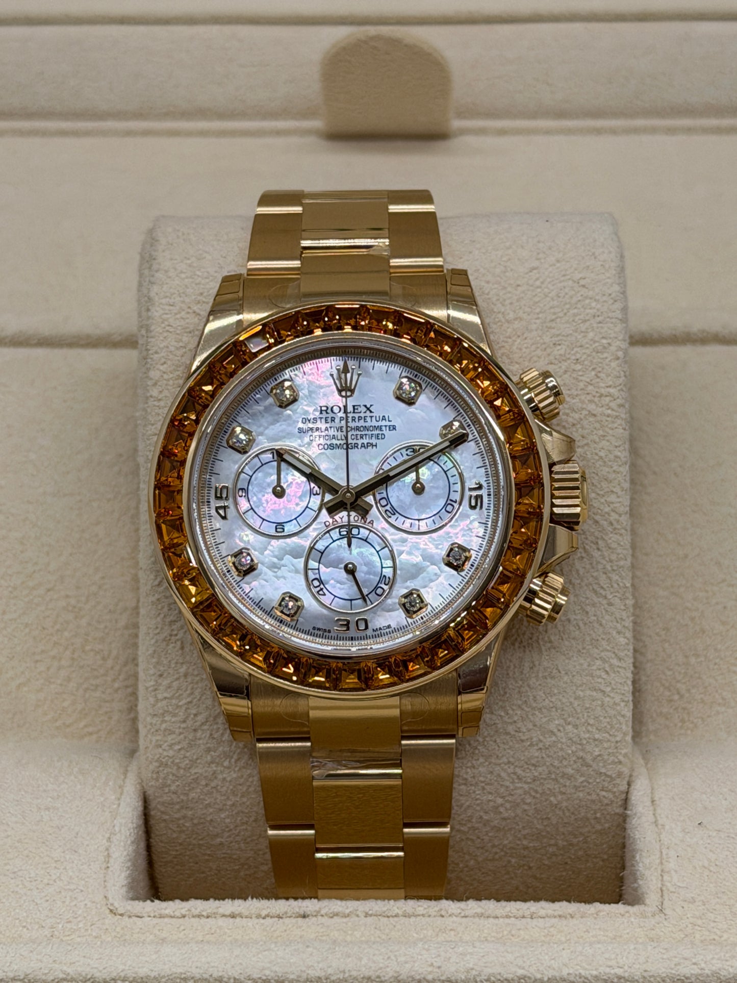 Rolex Daytona Orange Sapphire - SACO - NOS - Full Stickers Year 2019 Ref 116578SACO - Official Service