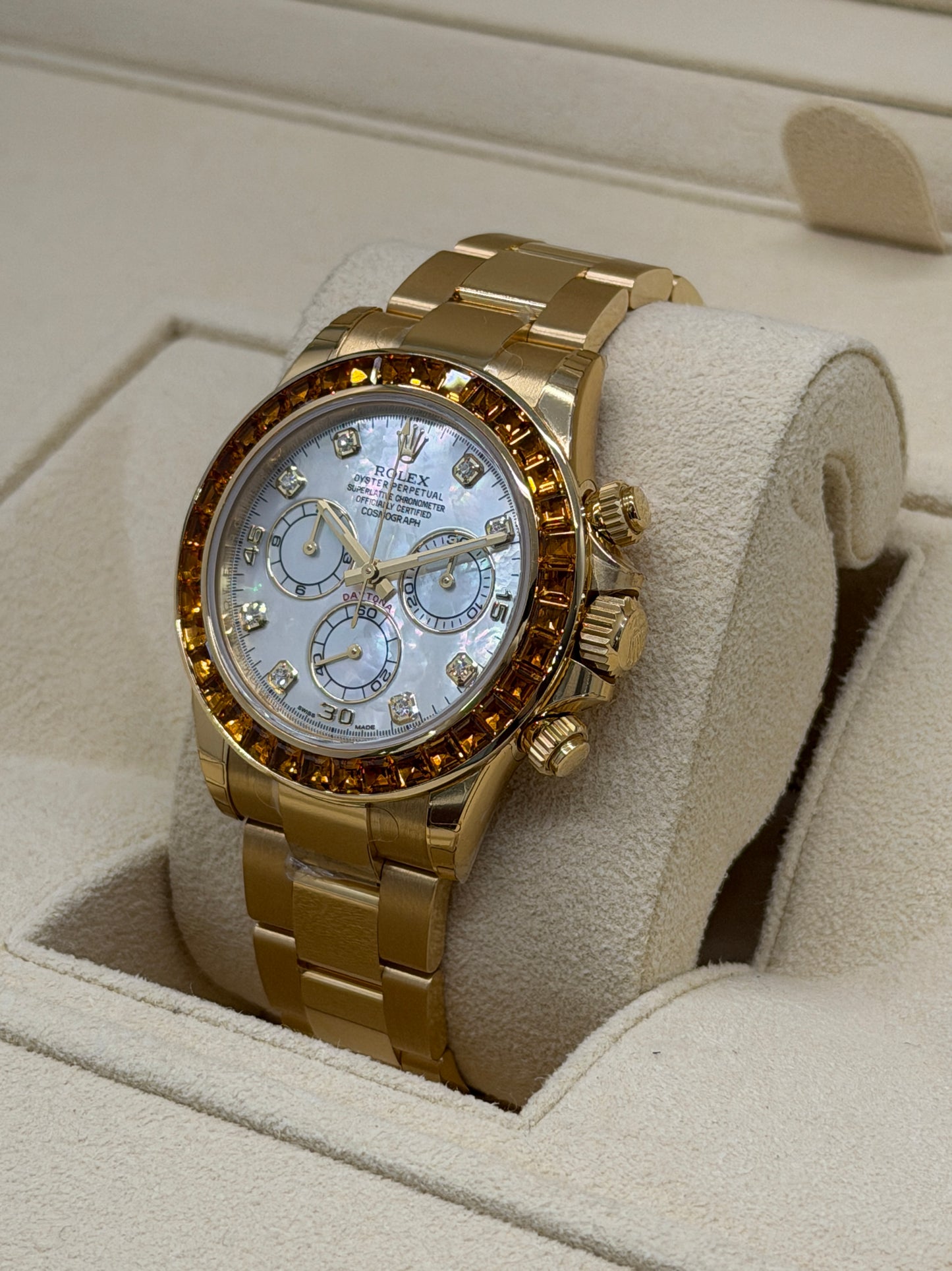 Rolex Daytona Orange Sapphire - SACO - NOS - Full Stickers Year 2019 Ref 116578SACO - Official Service