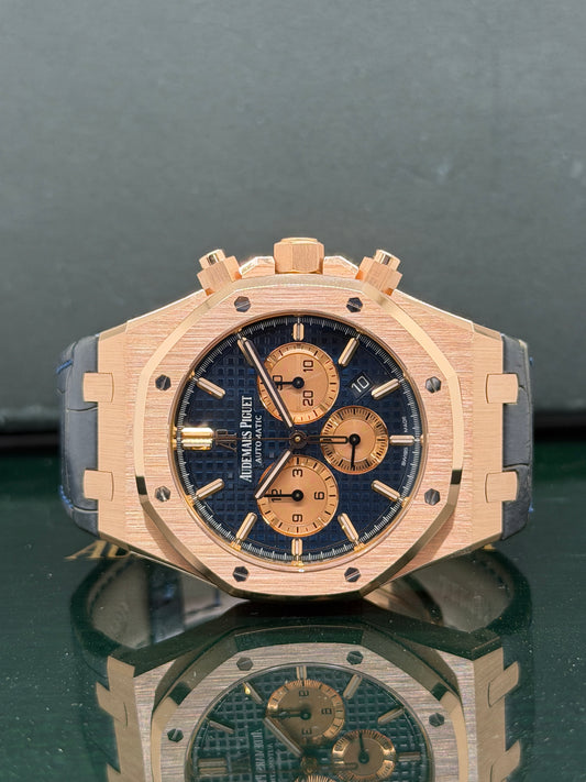 Audemars Piguet Royal Oak Chronograph 41mm - Rose Gold - Blue Dial Ref 26331OR.OO.D315CR.01