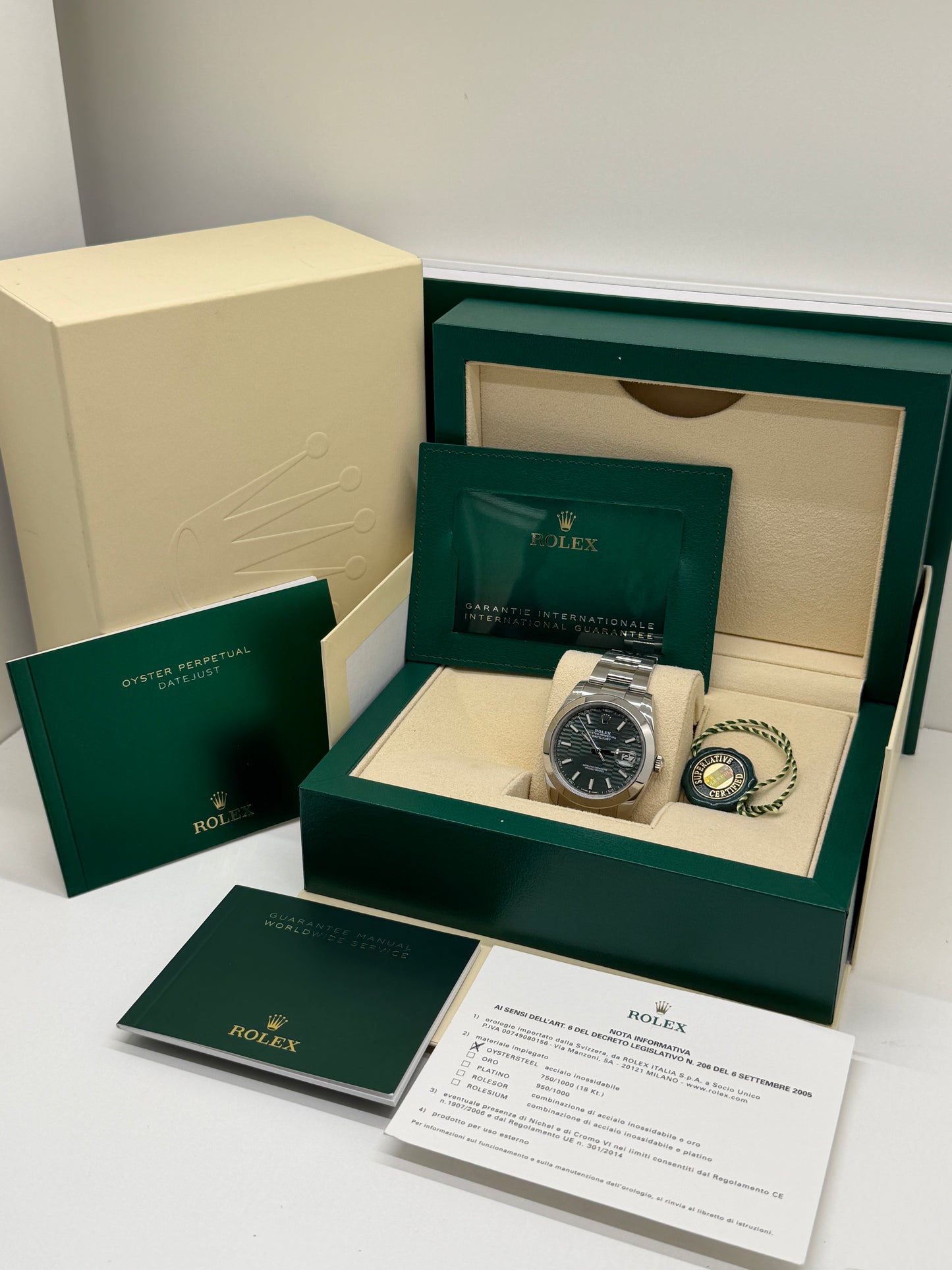 Rolex Datejust 41 -  Green Fluted Motif Dial - Ref 126300 - Year 2023