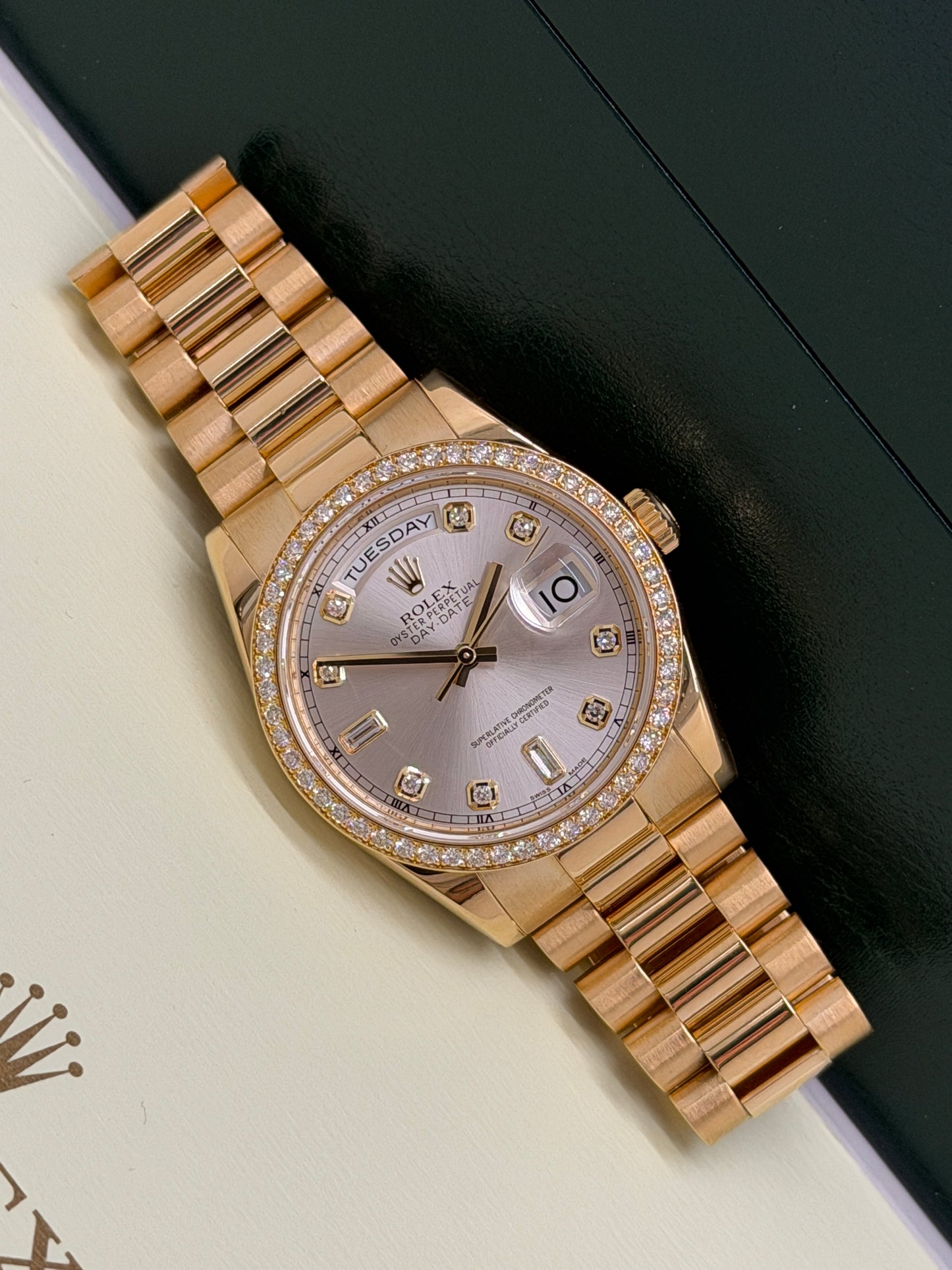 Rolex Day-Date 36 "President" 36mm - Factory Diamonds Bezel Year 2014 - Ref 118348
