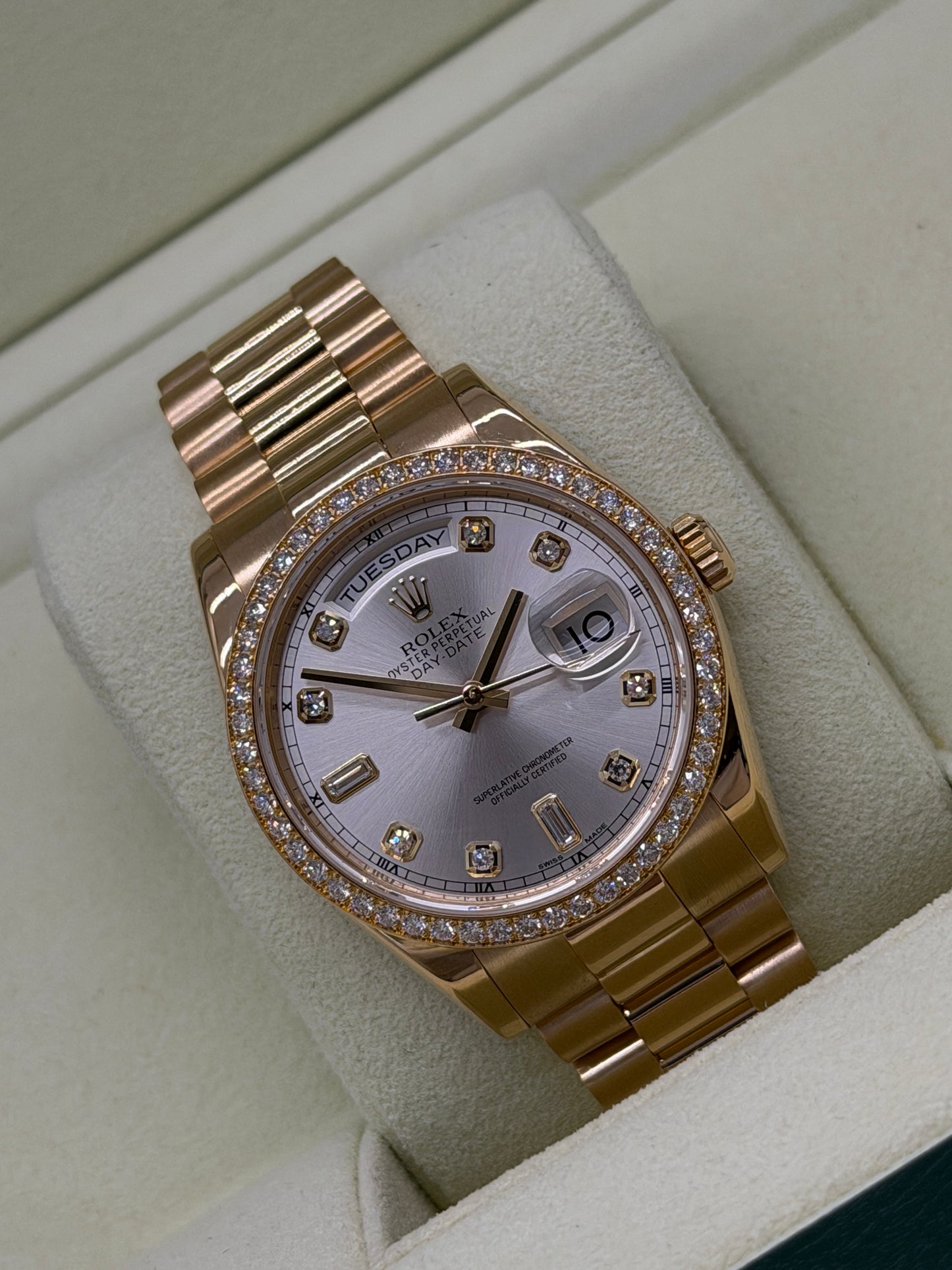 Rolex Day-Date 36 "President" 36mm - Factory Diamonds Bezel Year 2014 - Ref 118348