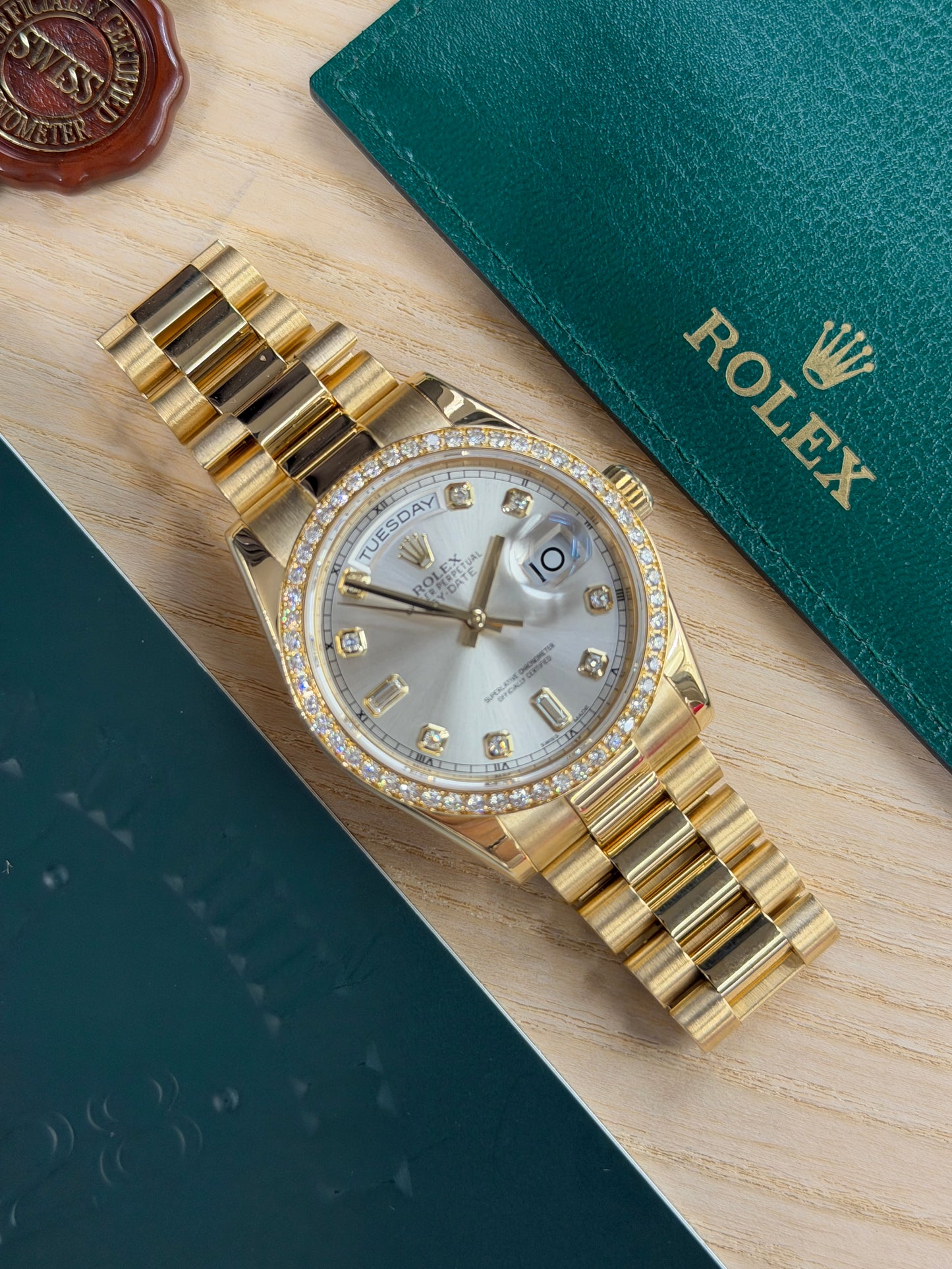 Rolex Day-Date 36 "President" 36mm - Factory Diamonds Bezel Year 2014 - Ref 118348