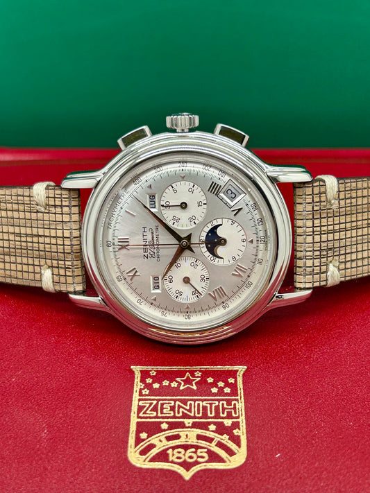 Zenith El Primero Chronomaster Moonphase - Silver Dial - Ref 01.0240.410 - Year 2001