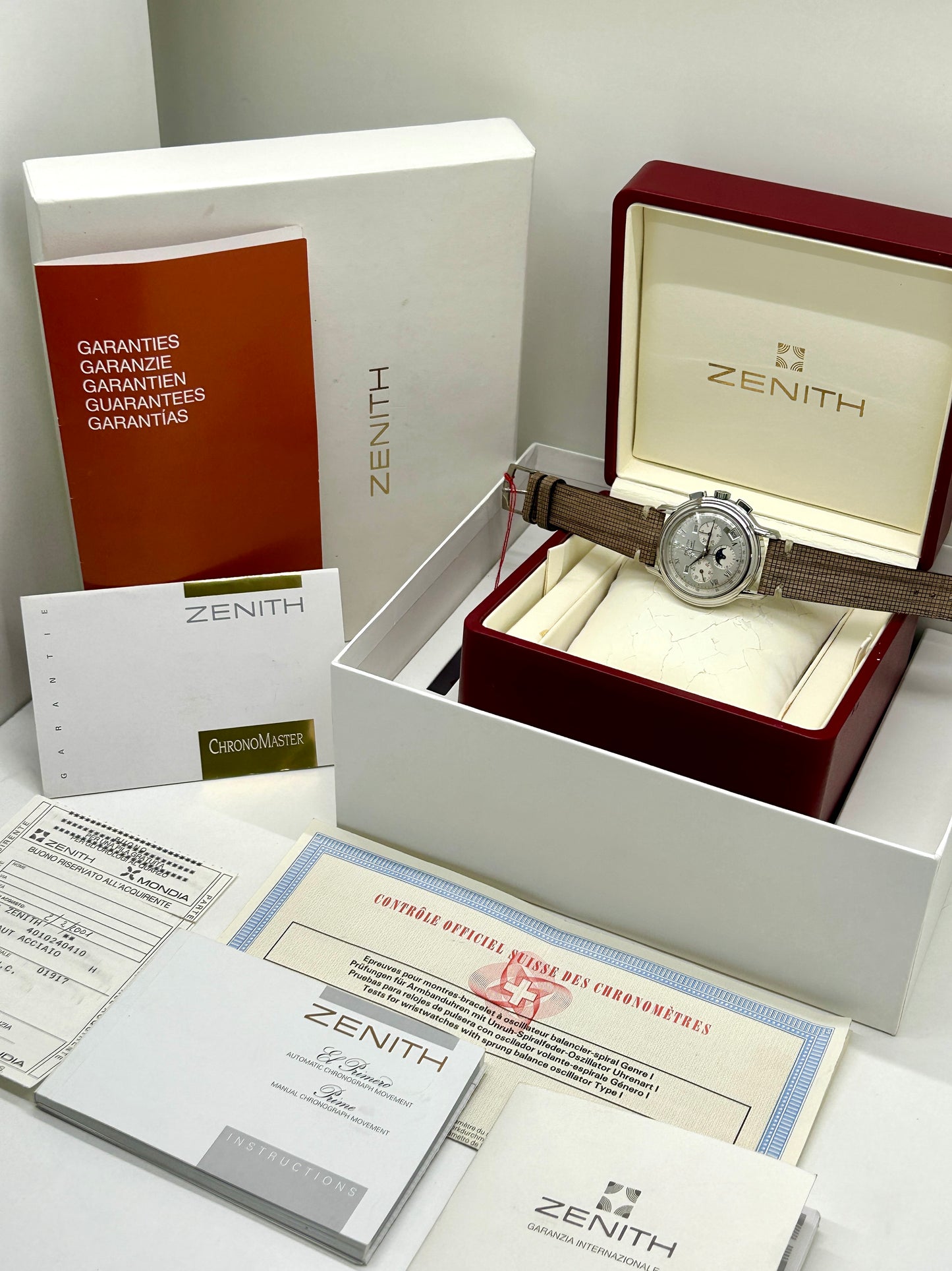 Zenith El Primero Chronomaster Moonphase - Silver Dial - Ref 01.0240.410 - Year 2001