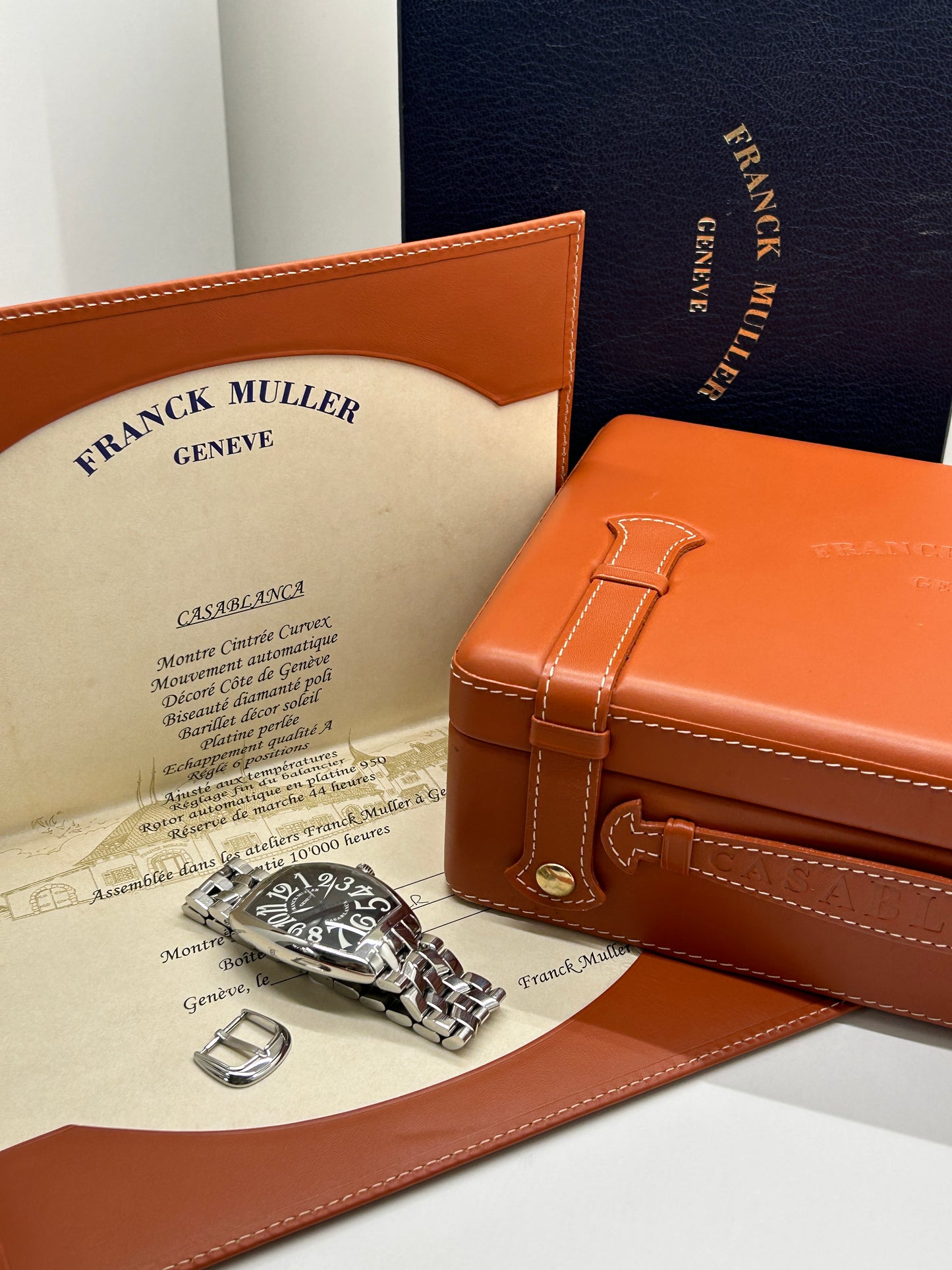 Franck Muller Casablanca Automatic - Black Dial - Steel Bracelet  and original buckle - Ref 6850