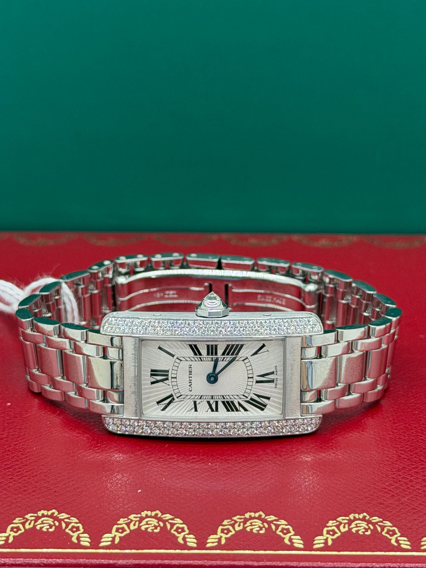 Cartier Tank Américaine Ladies - Ref 1713 - 18Kt White Gold & Factory Diamonds - Year 2000