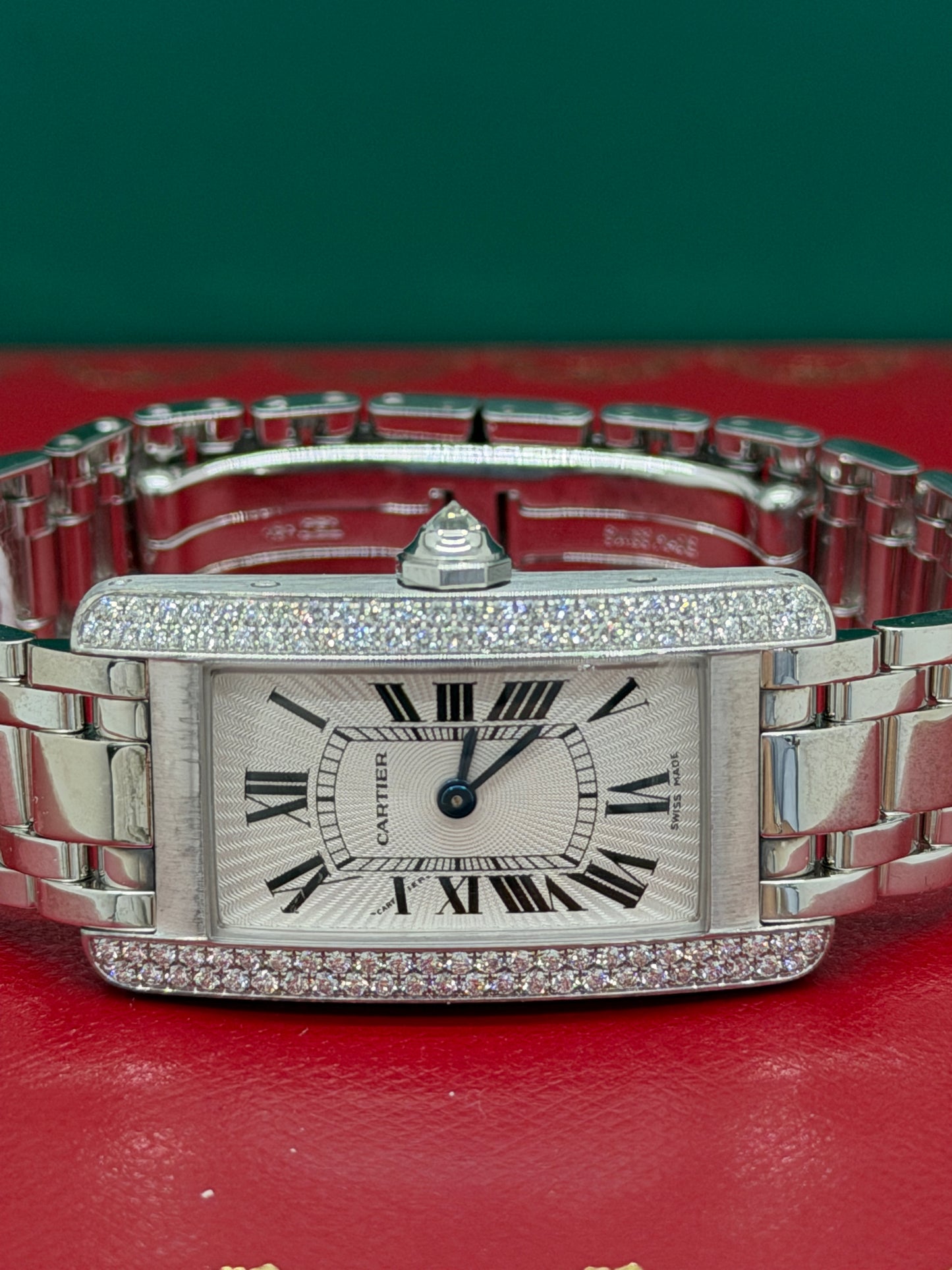 Cartier Tank Américaine Ladies - Ref 1713 - 18Kt White Gold & Factory Diamonds - Year 2000