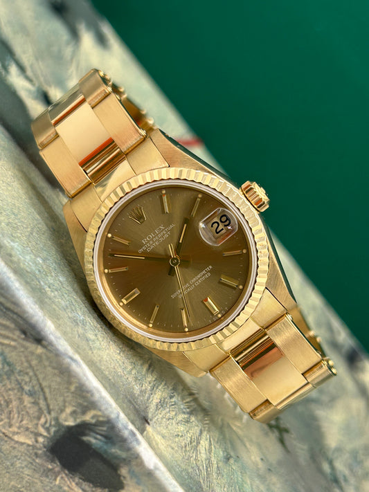 Rolex Datejust 31 - 18Kt yellow Gold - Gold Dial - Ref 68278 - Perfect Condition - Year 1987