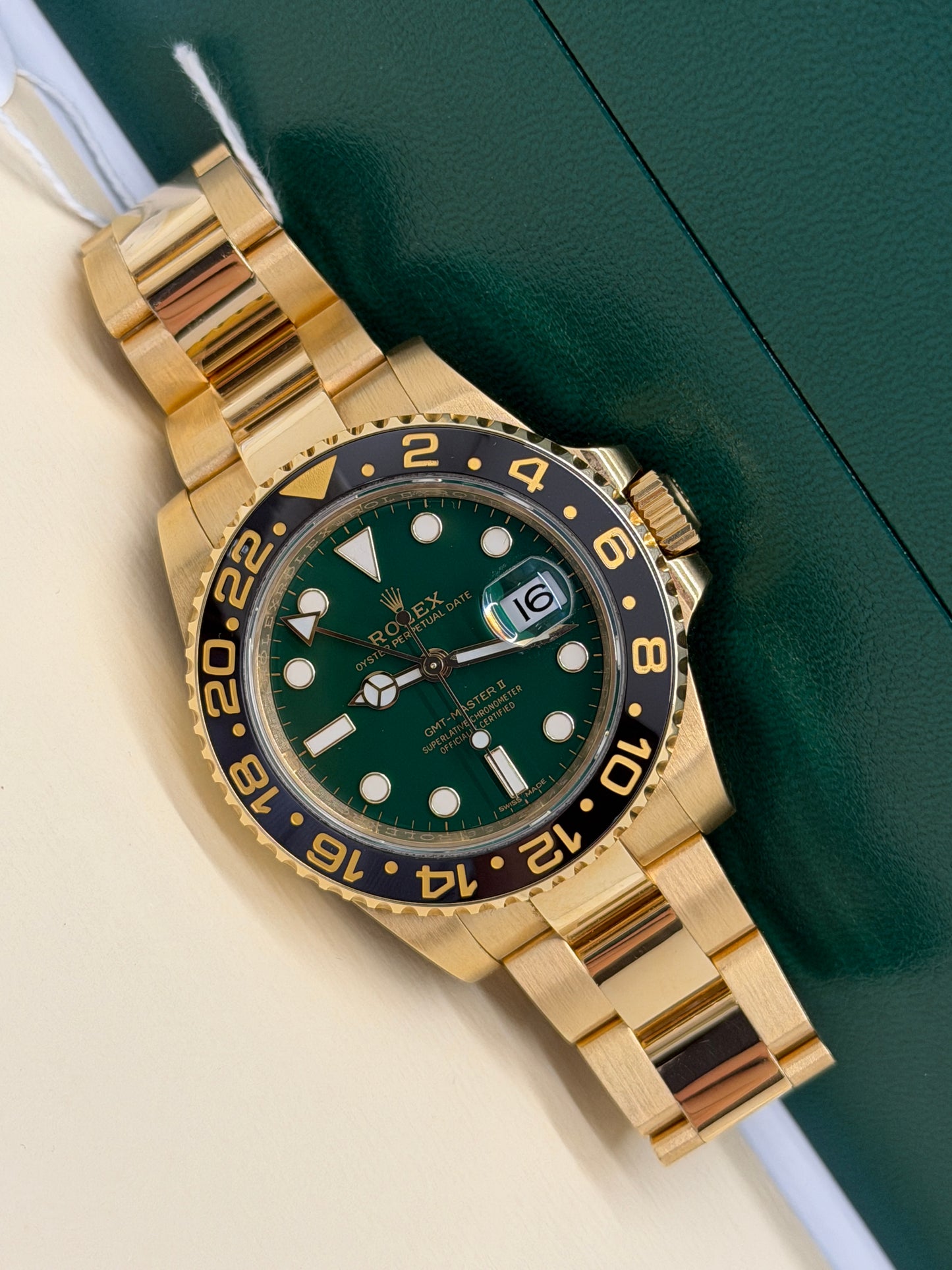 Rolex GMT-Master II - 18Kt Yellow Gold- Green Dial - Ref 116718LN - Year 2018