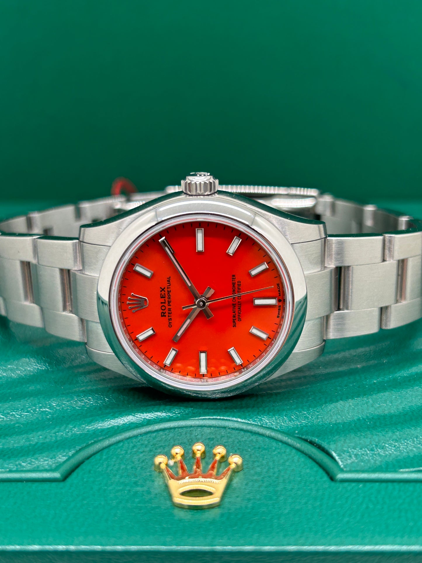 Rolex Oyster Perpetual 31 - Coral Red Dial - Ref 277200 - New 2022
