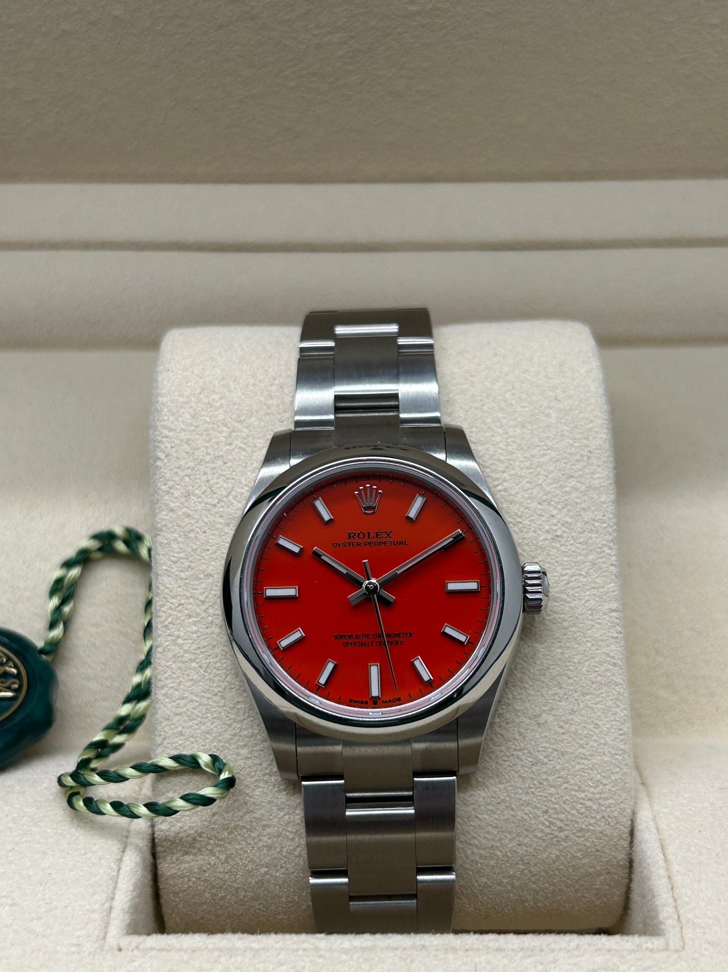 Rolex Oyster Perpetual 31 - Coral Red Dial - Ref 277200 - New 2022