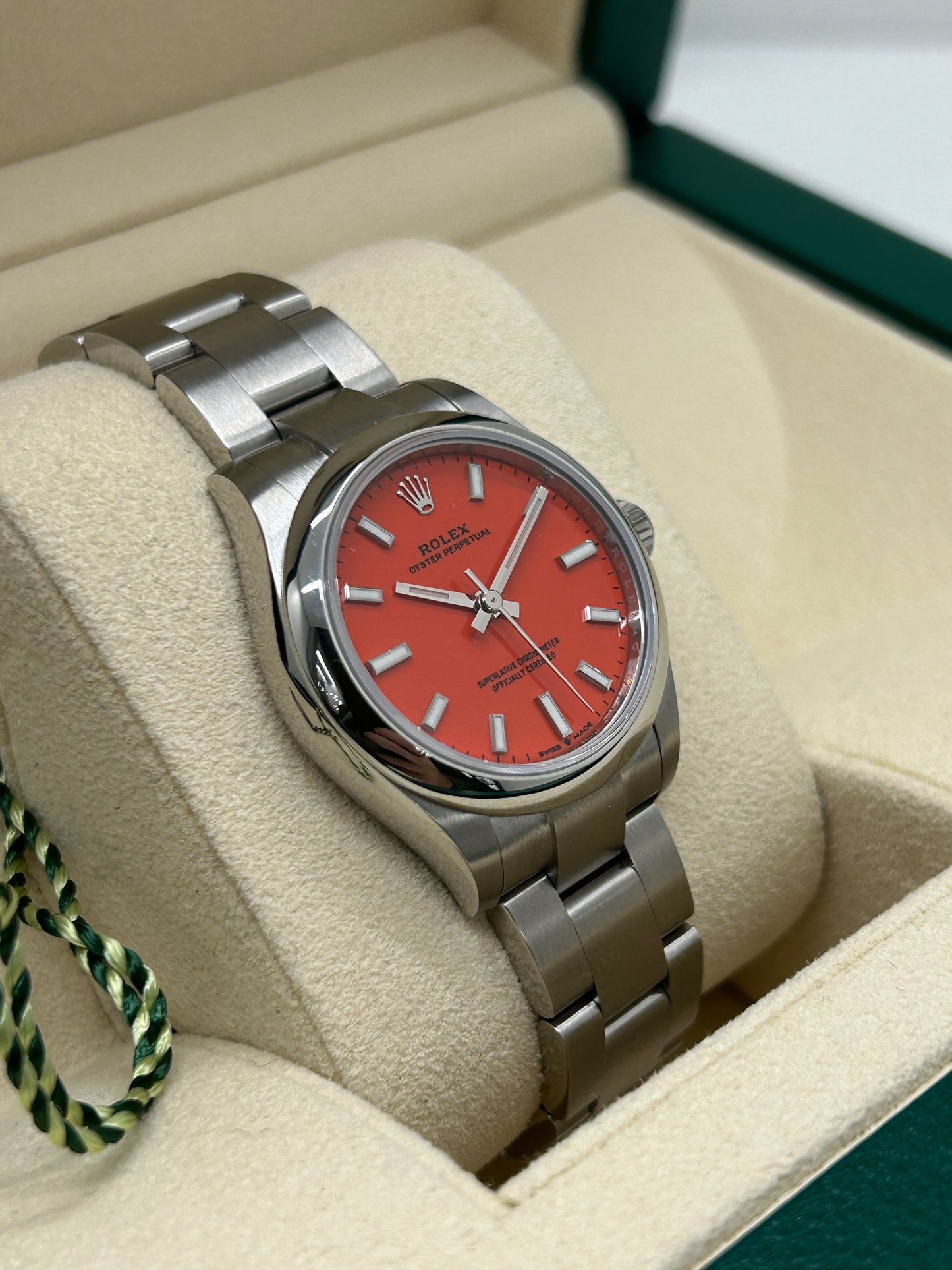 Rolex Oyster Perpetual 31 - Coral Red Dial - Ref 277200 - New 2022