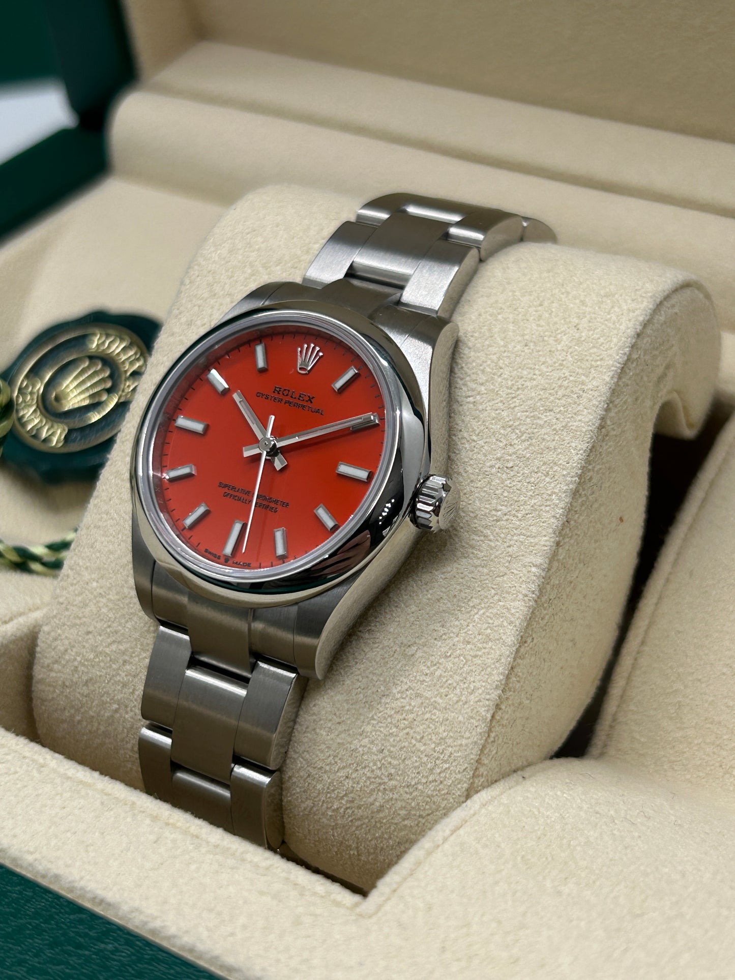 Rolex Oyster Perpetual 31 - Coral Red Dial - Ref 277200 - New 2022